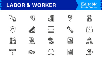 Labor And Workforce Symbols Minimal Line Icon Pack of Unique, Editable Vector Illustrations