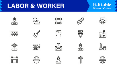 Labor And Workforce Symbols Minimal Line Icon Pack of Unique, Editable Vector Illustrations