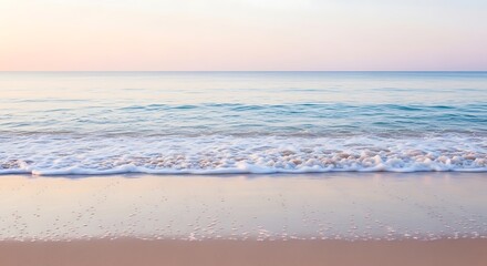 Fototapeta premium Soothing pastel hues of a tranquil shoreline at peaceful morning