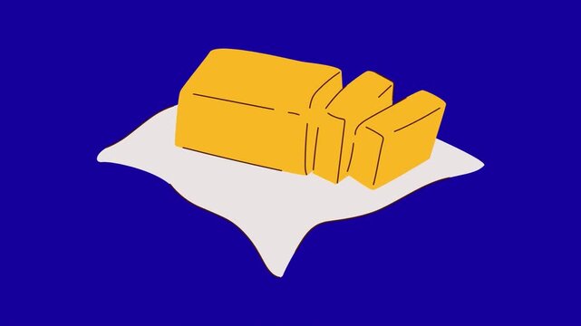 Butter and sliced butter on chroma key 