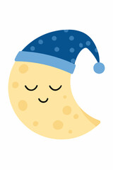 Sleepy Moon Character Vector