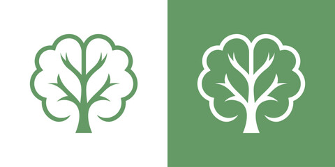 Modern minimalist logo combining the shape of a brain and a tree, symbolizing knowledge, growth, and creativity.