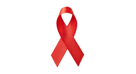 Red ribbon AIDS awareness symbol on transparent background