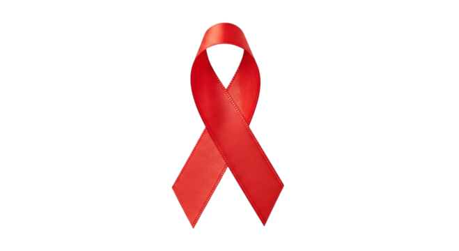 Red ribbon AIDS awareness symbol on transparent background