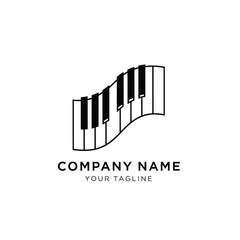 Wavy Piano Keyboard Logo Design for Music Company Branding.
