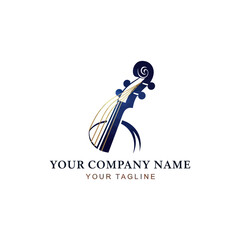 Elegant Violin Scroll and Neck Abstract Logo Design.