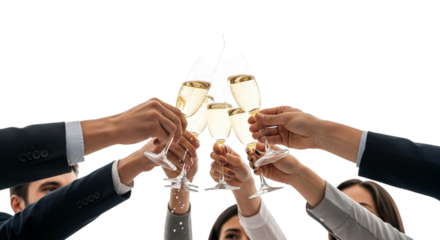 Friends celebrating with champagne toasts