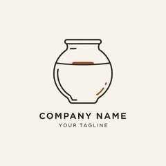 Minimalist Line Art of a Jar Filled with Liquid.