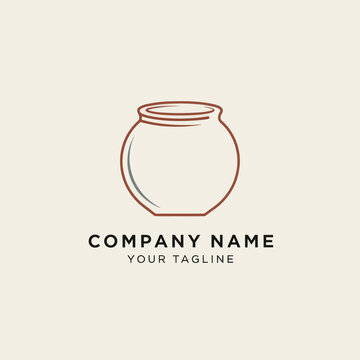Simple pottery design with company name and tagline for branding purposes.