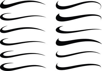 Black Swoosh Design Elements on White Background for Graphic Design Projects