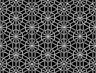 シームレスなシルバーの雪形亀甲文様背景