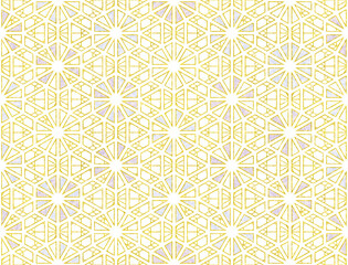 シームレスな淡い色の千代紙風雪形亀甲文様背景