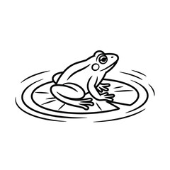 Simple line drawing of a frog on a lily pad