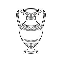 Ancient greek amphora vase outline drawing