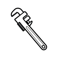 Black and white illustration of a plumbing pipe wrench tool