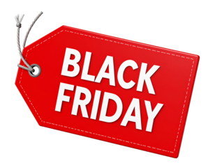 Black friday discount price label isolated on a transparent background.