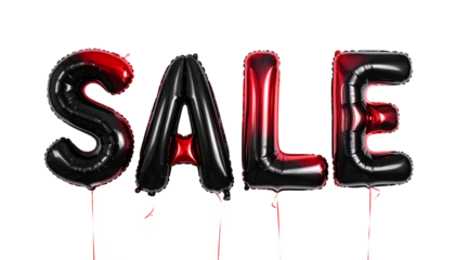Black friday,  foil balloon letters Sale, isolated on a transparent background