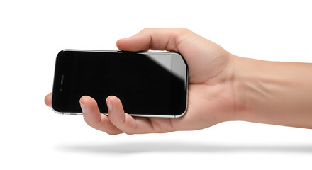 Hand Holding Smartphone - Isolated on White