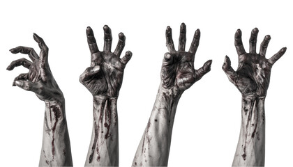 Zombie hands isolated on a transparent background.