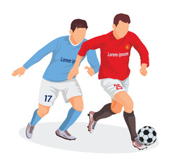icon logo sign man male soccer kick play foot ball sport football match duel vs big cup league super city united team fc club goal game player person with red blue sky uniform world style art vector