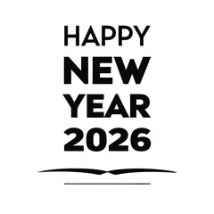 Happy New Year 2026 Celebration with Golden Fireworks on a Dark Blue Background,Modern new year 2026 greeting card design with festive elements and bold typography,