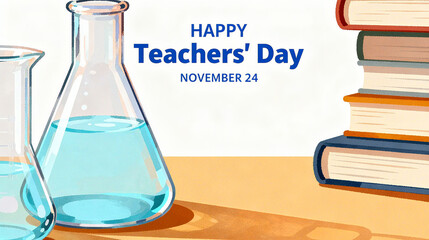 Experimental equipment accompanied by books, combined with elements of Teacher's Day, is suitable for paying tribute to teachers engaged in science teaching on Teacher's Day.
