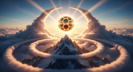 Celestial Orb Above Mountain Peak