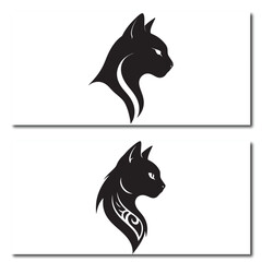 Obraz premium Set of Black Cat and Human Hands Logo Icons: Vector Symbol of Pet Care, Love, Protection, and Veterinary Aid