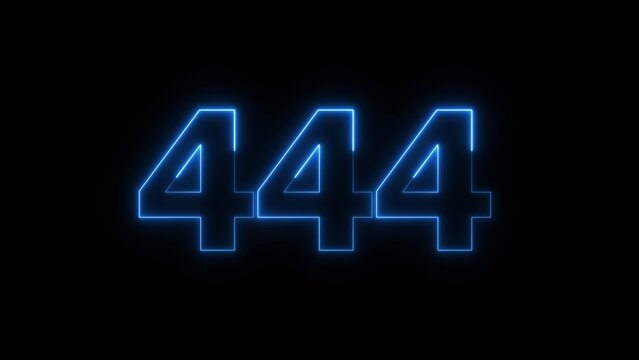 Abstract beautiful blue neon 444 number illustration background 4K. Glowing neon countdown number icon background.