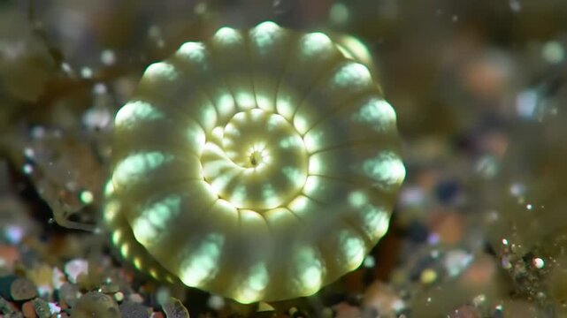 Abstract swirling spiral artistic close up with glowing details
