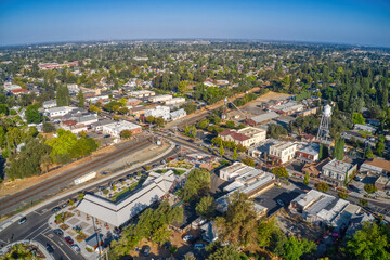 Aerial View of Elk Grove, California during Summer