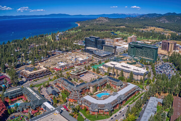 Obraz premium Aerial View of Stateline, Lake Tahoe during Summer