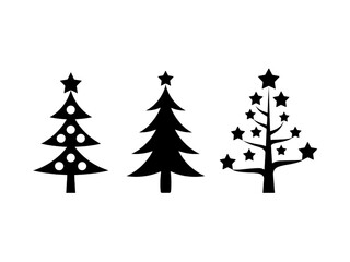 Obraz premium Stylized Black and White Christmas Tree Silhouettes for Holiday Decorations