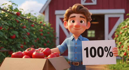 Proud Apple Farmer with 100% Sign
