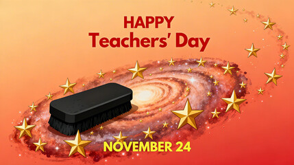 Blackboard eraser, starry sky, and star elements, combined with Teacher's Day blessings, wipe away knowledge and provide new enlightenment, praising teachers for opening up students' wisdom.
