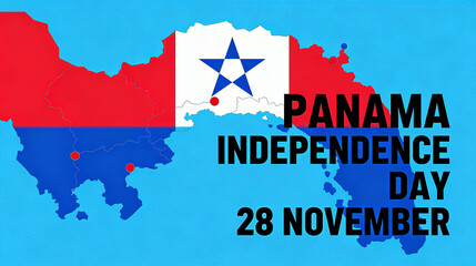 Map and flag elements of Panama, marking Independence Day, Panama's independence and national identity, and a scene commemorating Panama's Independence Day on November 28th.
