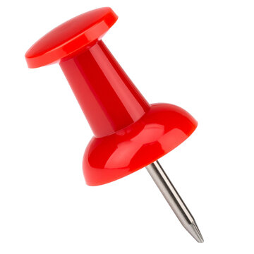 PNG Red Pushpin: An close-up view of a vibrant red pushpin, poised to secure ideas with precision and clarity.