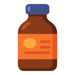 glass medical bottle medicine healthy flat color vector illustration template design