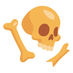 broken skull and bones dirty flat color vector illustration template design