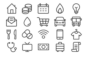 Collection of modern vector icons on a transparent background  