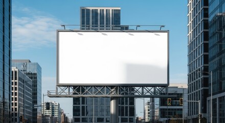 Obraz premium Billboard mockup in urban cityscape for advertising and marketing