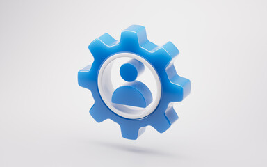 Mechanical gear and business icon, 3d rendering.