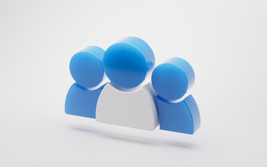 Blue business character icon, 3d rendering.