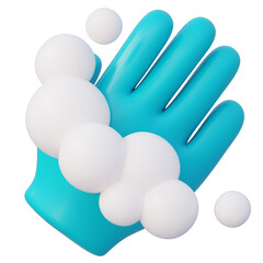 Turquoise hand glove gets a bubbly wash