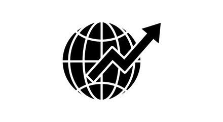 Global Growth Arrow On Black Background