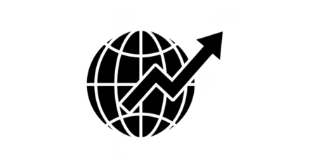 Global Growth Arrow On Black Background