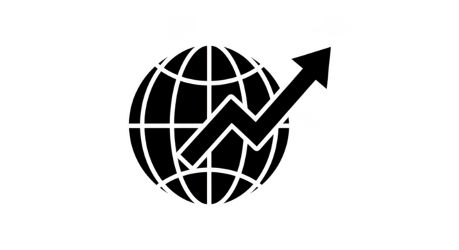Global Growth Arrow On Black Background