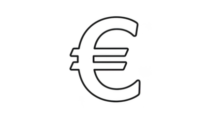 Glowing Euro Symbol Outline On Black Background