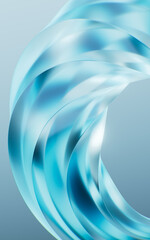 Flowing curve glass geometry background, 3d rendering.
