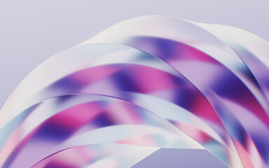 Flowing curve glass geometry background, 3d rendering.